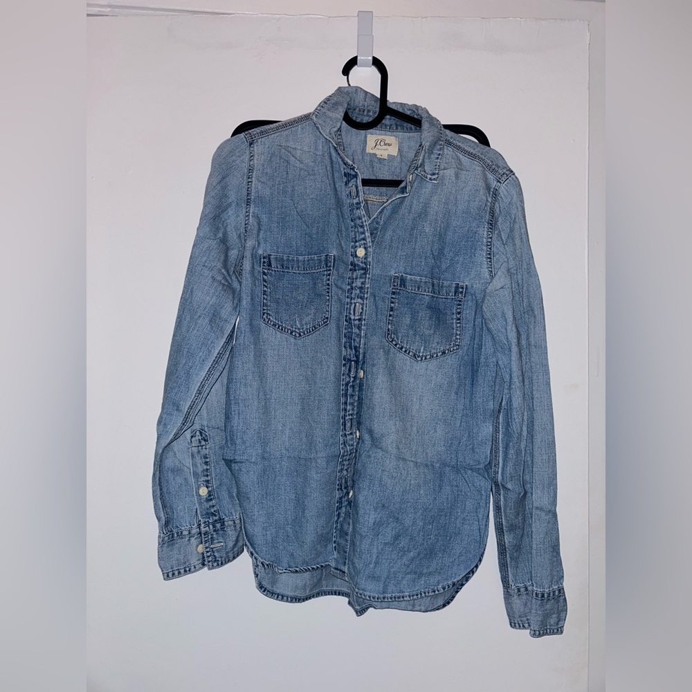 J crew medium blue denim chambray shirt size 2